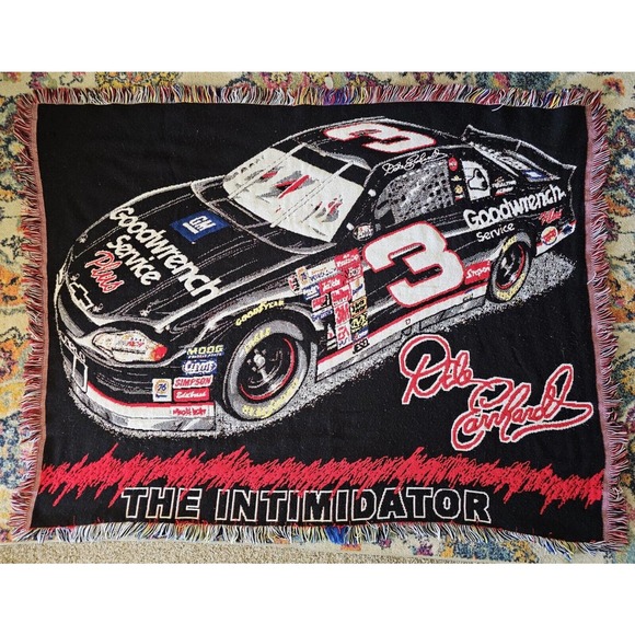 Dale Earnhardt Intimidator Racing Blanket 100% Acrylic Northwest Company USA - Picture 1 of 8